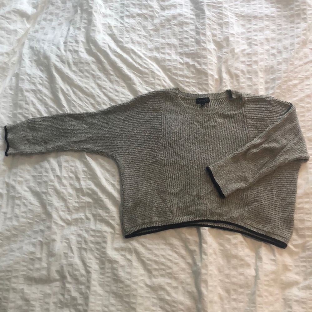 Topshop Gray Knit Sweater Black Trim